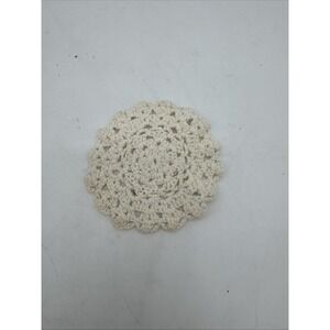 Cream Round Crocheted Doily 3 In